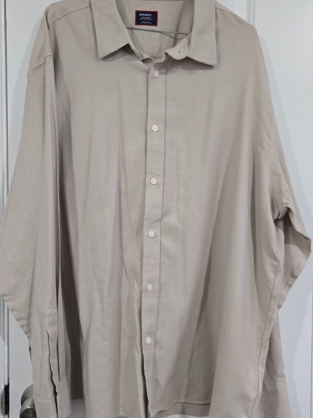 UNTUCKit Men's XXXL 3XL Beige Tan 100% Cotton Long Sleeve Button Down Shirt